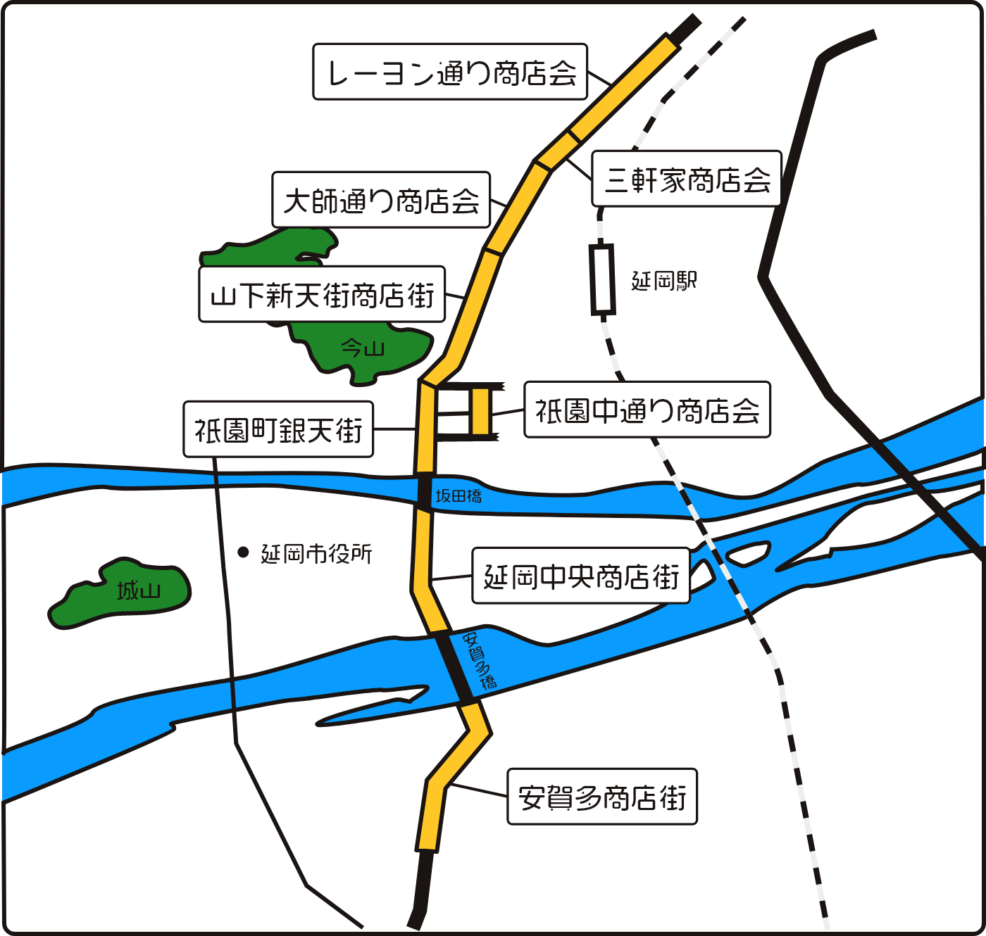 延岡市商店街の地図